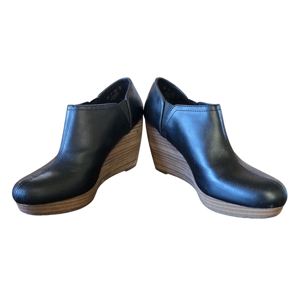 Dr. Scholls Boho Chic Marlin Black Wedge Platform Ankle Boots Memory Foam 9M